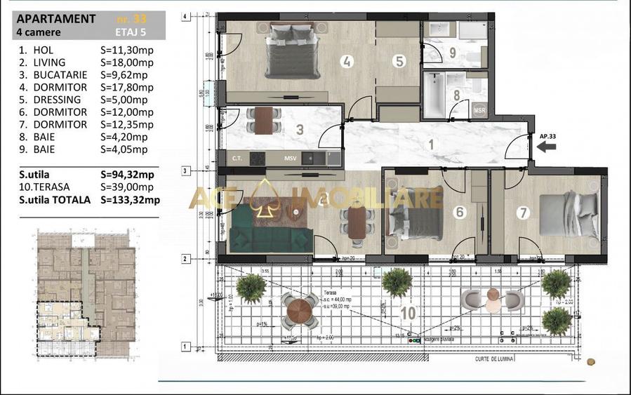 Apartament cu 4 camere în Berceni