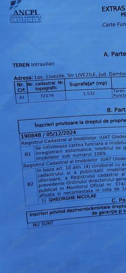 Teren de 1532 mp, în Glod