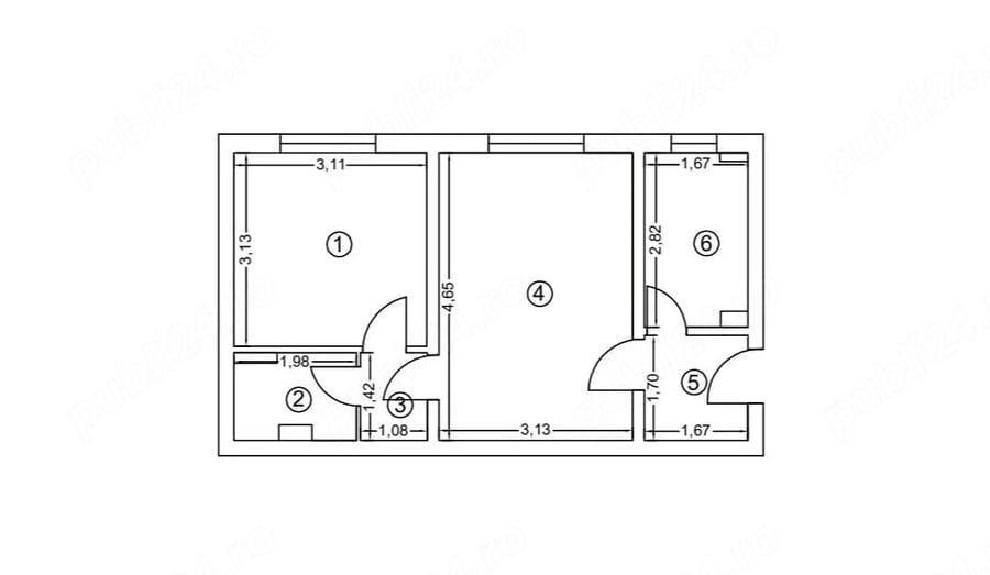 Apartament cu 2 camere semidecomandat în Central