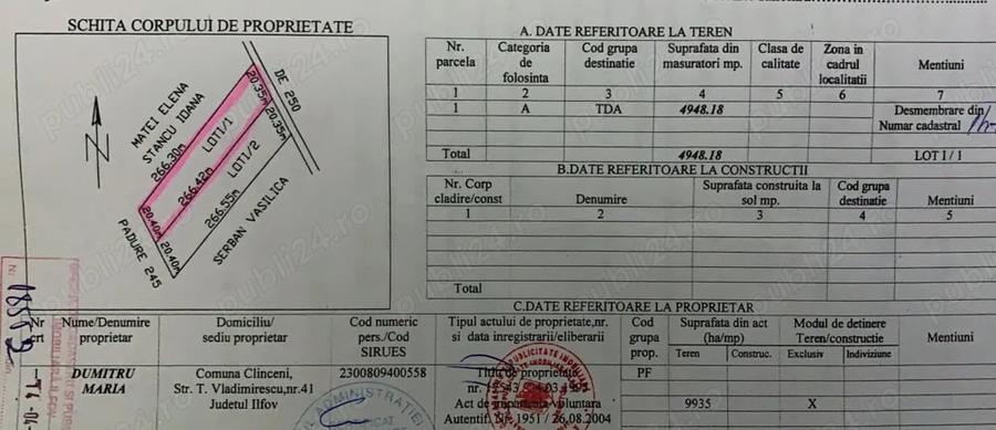 Teren de 5000 mp, în Domnești
