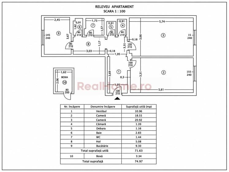 Apartament cu 2 camere decomandat, mobilat în Universitate