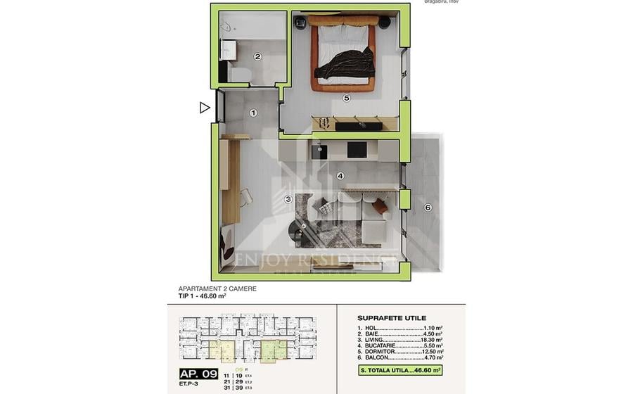 Apartament cu 2 camere semidecomandat în Bragadiru