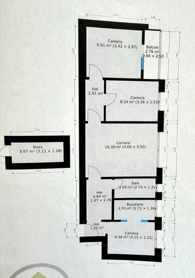 Apartament 4 camere, mobilat/utilat cu boxa in CF - zona Dacia - 11