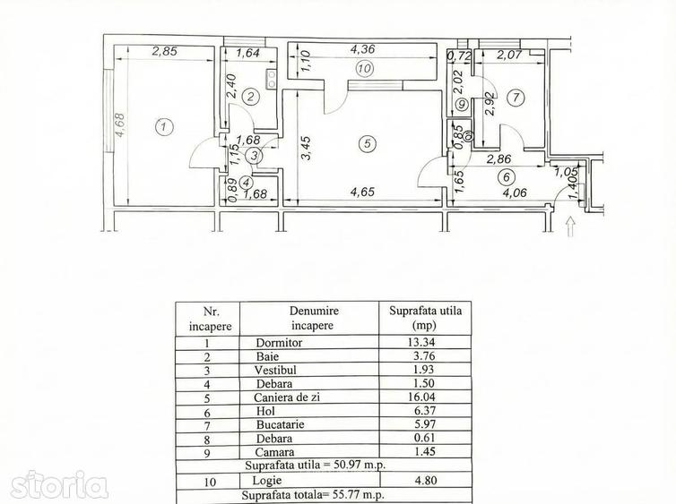 Apartament cu 2 camere în Republicii