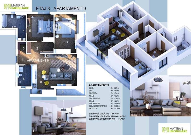 Apartament cu 3 camere în Nord
