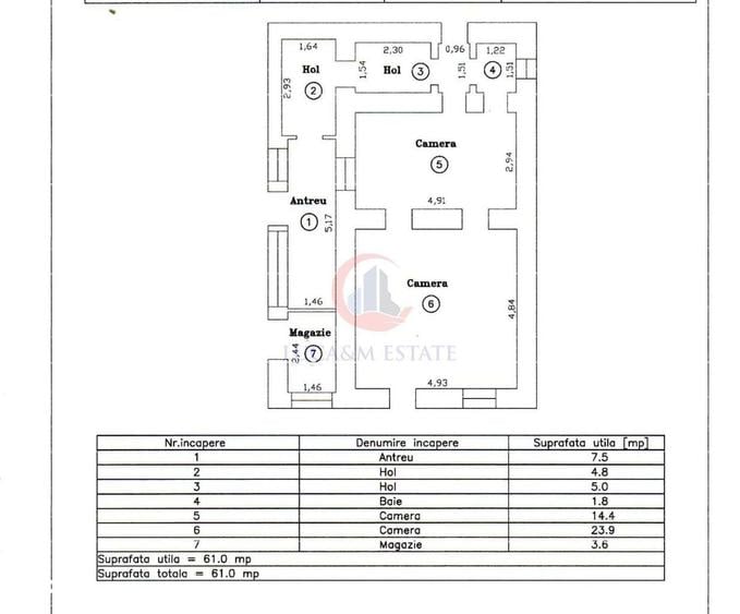 Apartament cu 4 camere în Central