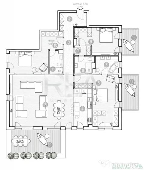 Apartament cu 4 camere semidecomandat în Grivița