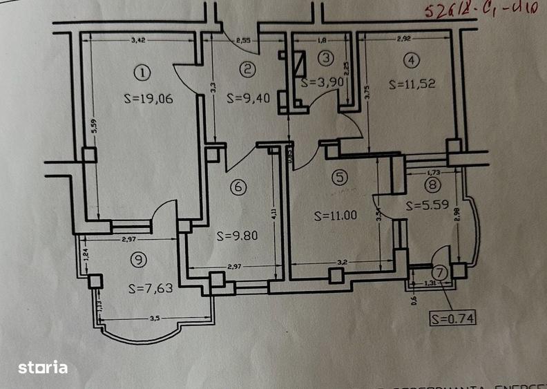 Apartament cu 3 camere decomandat în Central