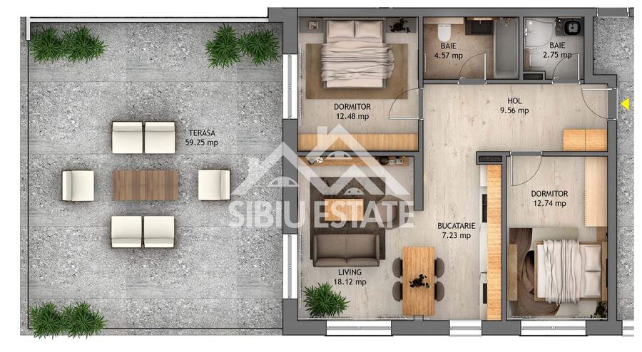 Apartament cu 3 camere decomandat în Hipodrom 1