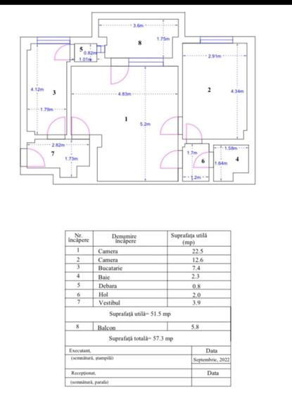 Apartament cu 2 camere semidecomandat în Romană