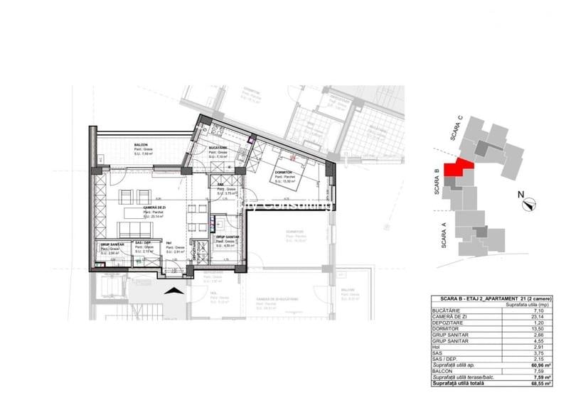 Apartament cu 2 camere, mobilat în Unirii