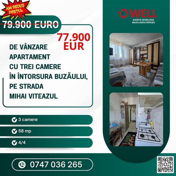 Apartament cu 3 camere în Central