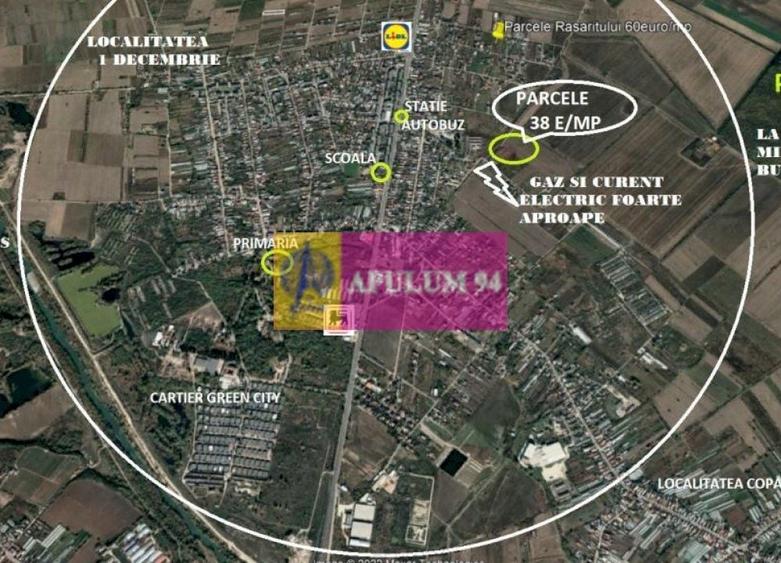 Teren Construcții intravilan de 524 mp, în 1 Decembrie