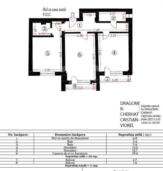 Apartament cu 3 camere decomandat, mobilat în Central