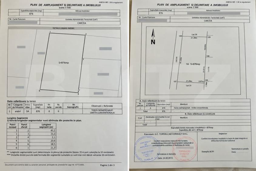 Oportunitate investitie TEREN INTRAVILAN 876mp-Carcea - 1