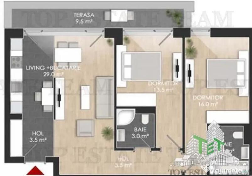 Apartament cu 3 camere decomandat în Bucureștii Noi