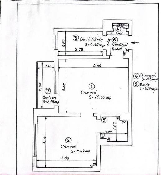 Apartament cu 2 camere semidecomandat, mobilat în Ștefan cel Mare