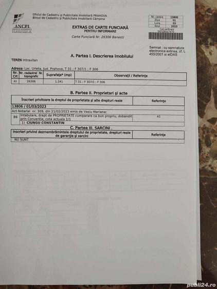 Teren de 1241 mp, în Urleta