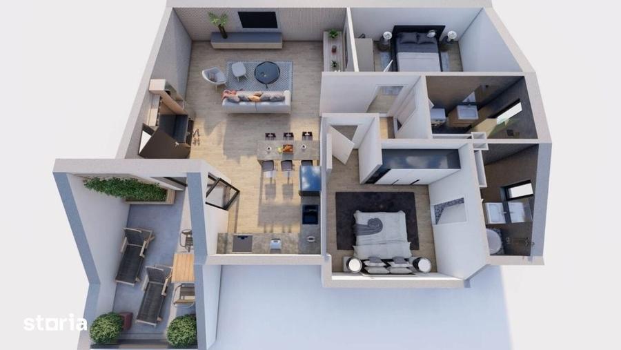 Apartament cu 3 camere în Sud