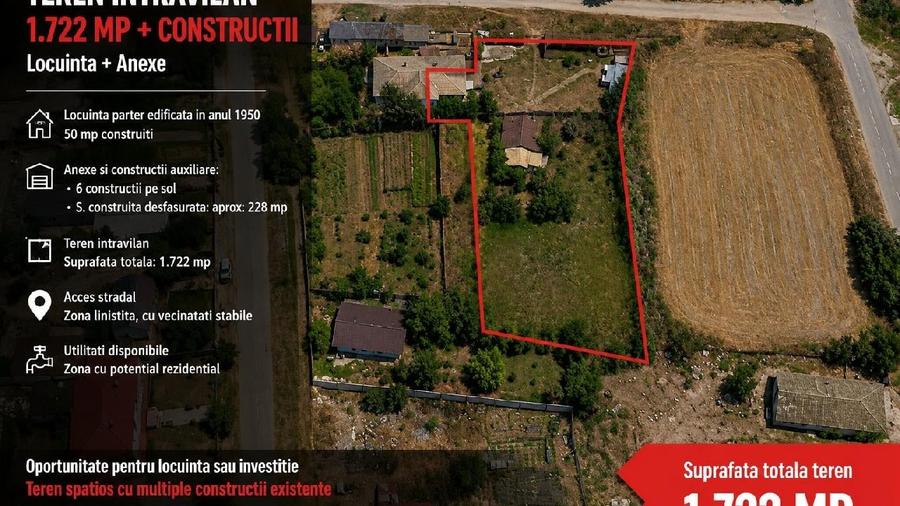Casă individuală cu 3 camere cu Teren 1722 Mp în Corbu