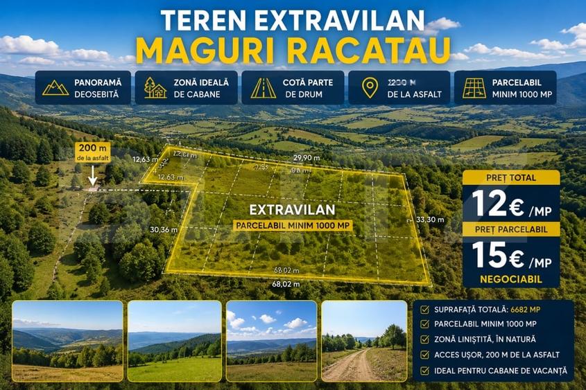 Teren Construcții extravilan de 6682 mp, în Măguri-Răcătău