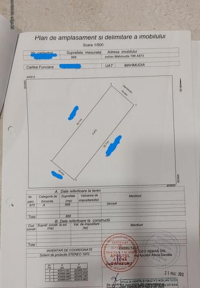 Teren agricol extravilan de 1250 mp, în Mahmudia