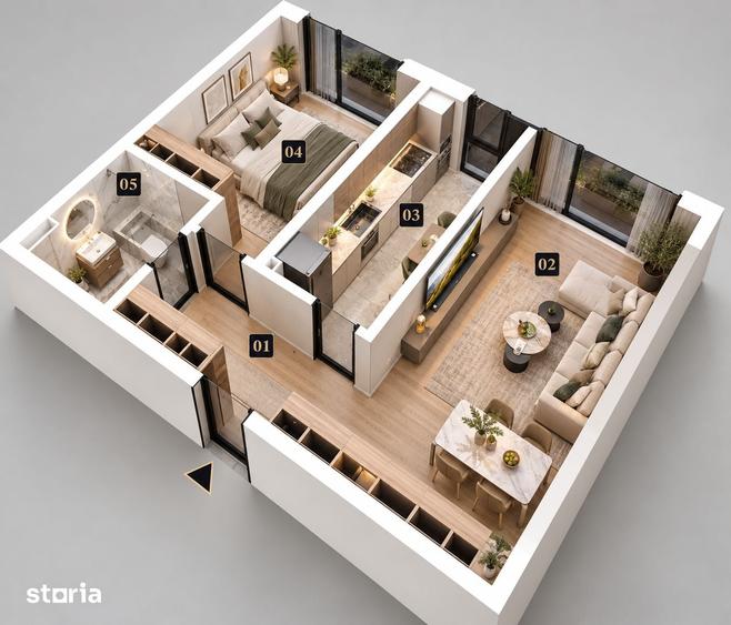 Apartament cu 2 camere decomandat în Chiajna