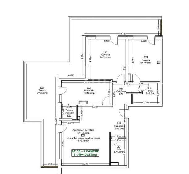 Apartament cu 3 camere în Mănăștur