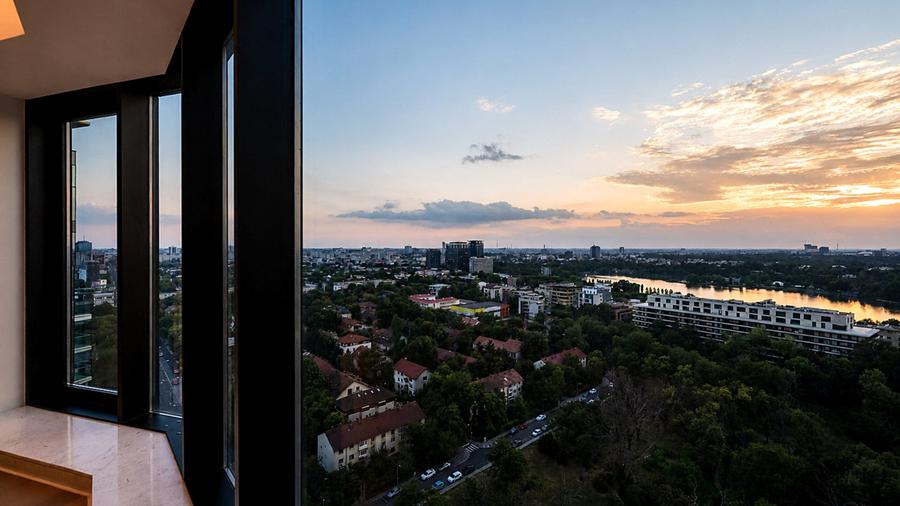 Penthouse cu 5 camere, mobilat în Barbu Văcărescu
