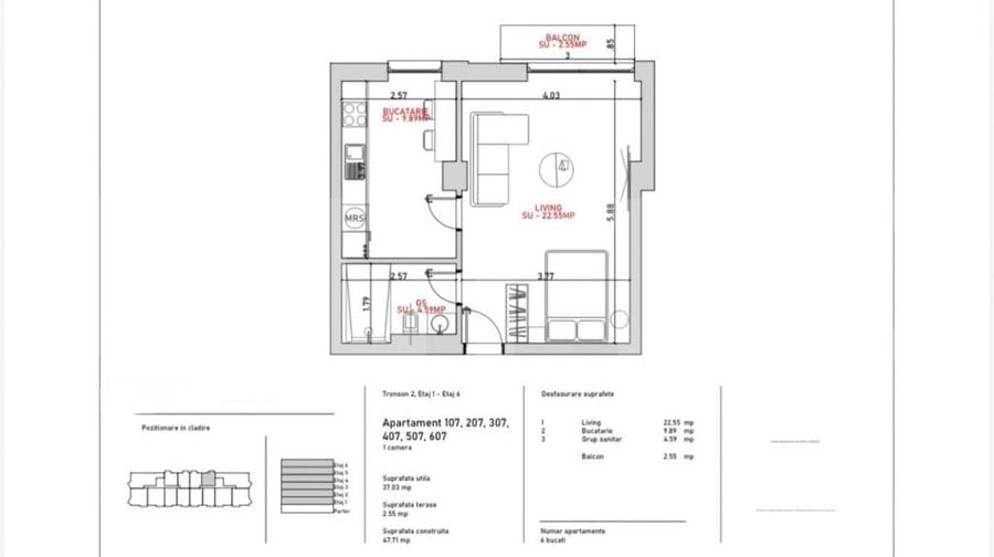 Apartament cu 2 camere decomandat în Port