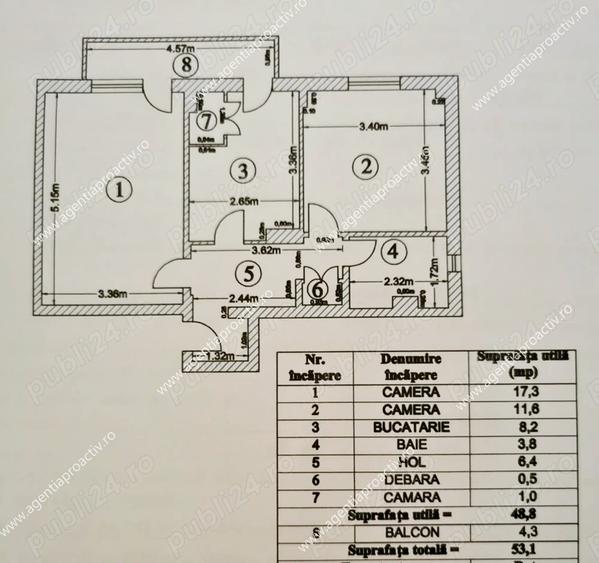 Apartament cu 2 camere decomandat în Mazepa 2