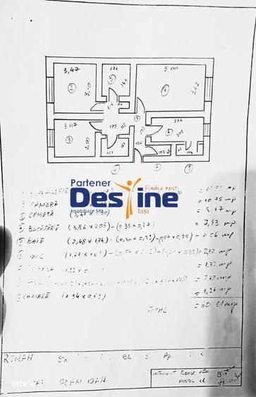 Apartament cu 3 camere decomandat în Central
