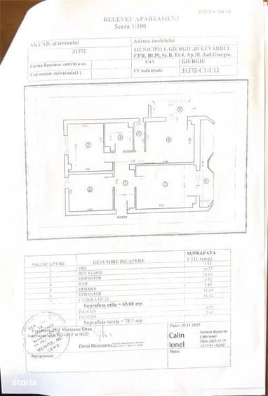 Apartament cu 3 camere decomandat în Uiești