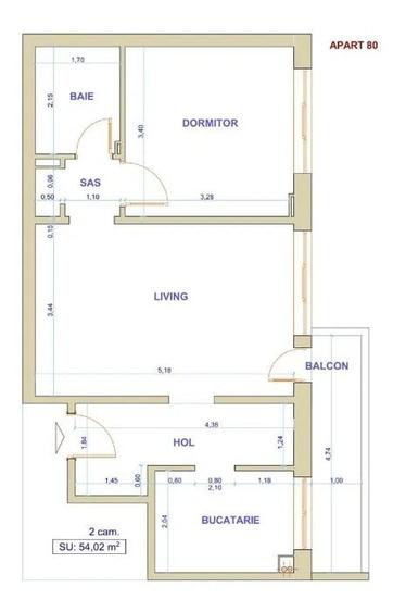 Apartament cu 2 camere semidecomandat, mobilat în 1 Mai