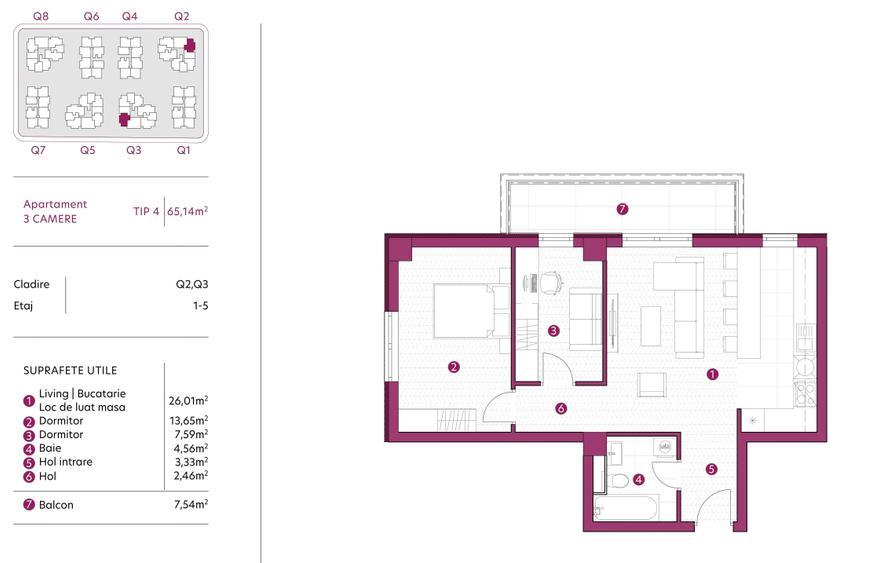 Apartament cu 3 camere semidecomandat în Galata