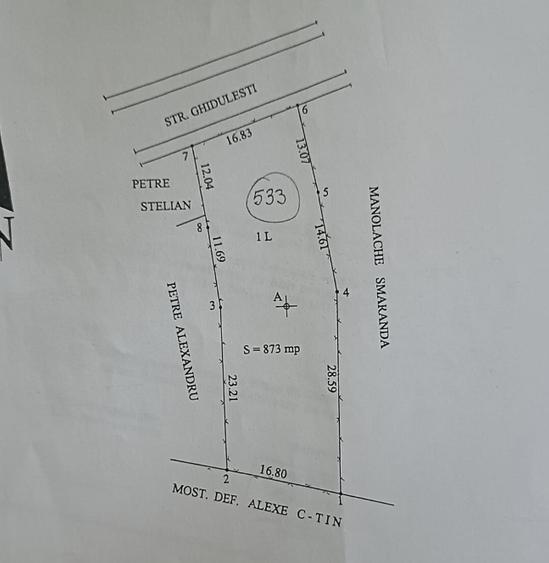 Teren Construcții intravilan de 873 mp, în Central