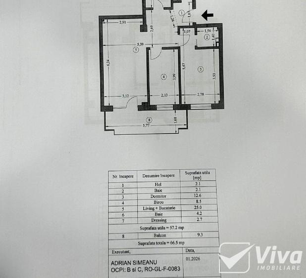 Apartament cu 3 camere semidecomandat în Galata