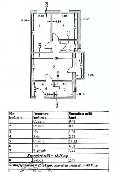 Apartament cu 3 camere semidecomandat în Morăreni