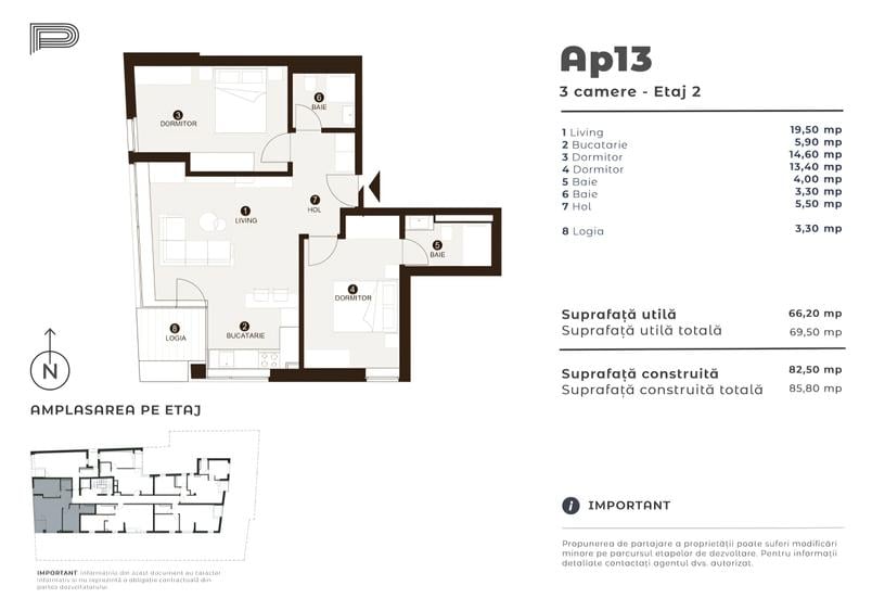 Apartament cu 3 camere semidecomandat în Timpuri Noi