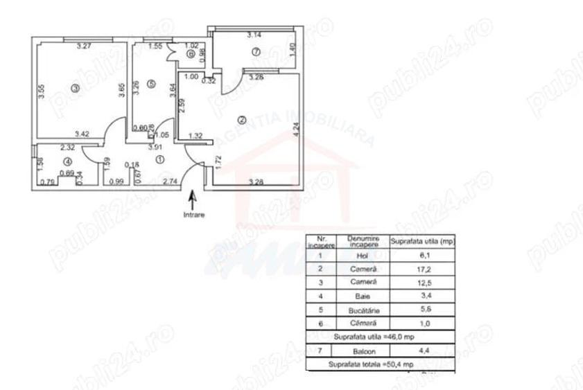 Apartament cu 2 camere decomandat, mobilat în Micro 19