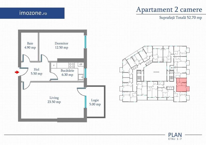 Apartament cu 2 camere decomandat în Militari