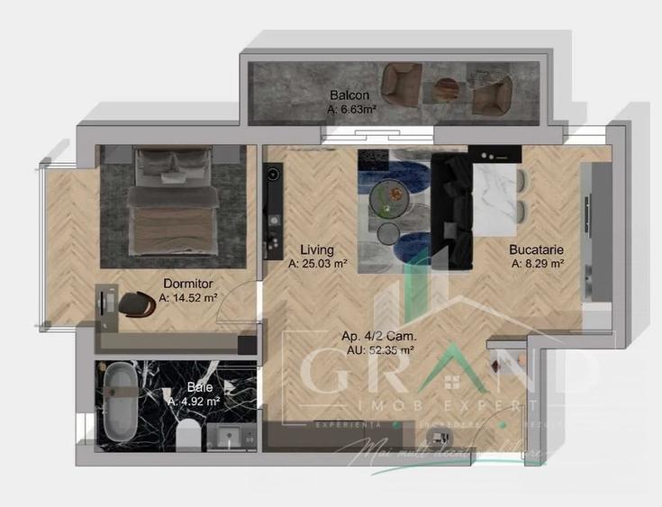 Apartament cu 2 camere semidecomandat în Florești