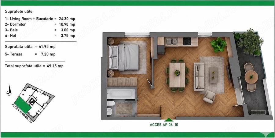 Apartament cu 2 camere decomandat în Nicolae Grigorescu