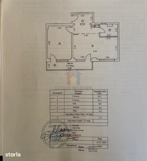 Apartament cu 2 camere în Școlilor