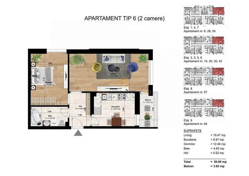 Apartament cu 2 camere, mobilat în Metalurgiei