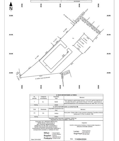 Teren Construcții intravilan de 10549 mp, în Exterior Nord