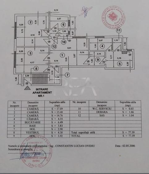 Apartament cu 3 camere circular, mobilat în P-ța Romană