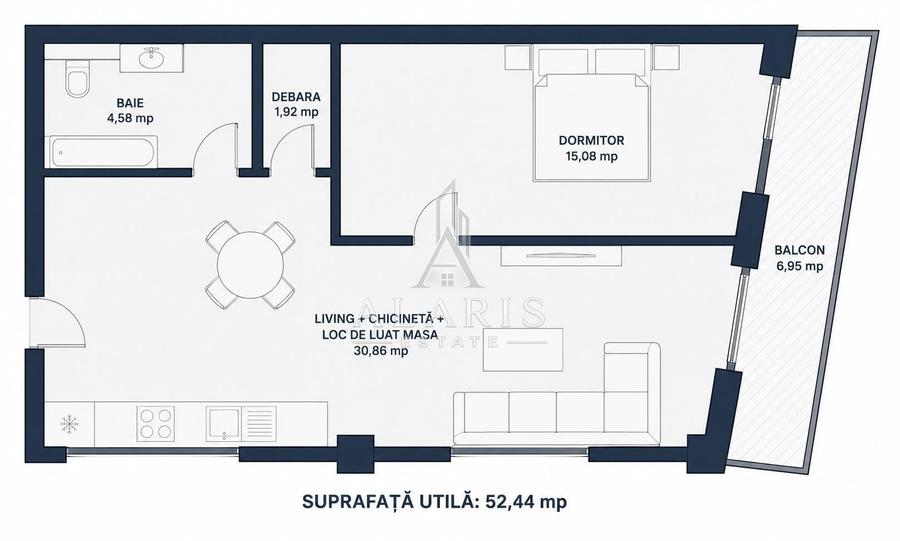 Apartament cu 2 camere semidecomandat în Circumvalațiunii