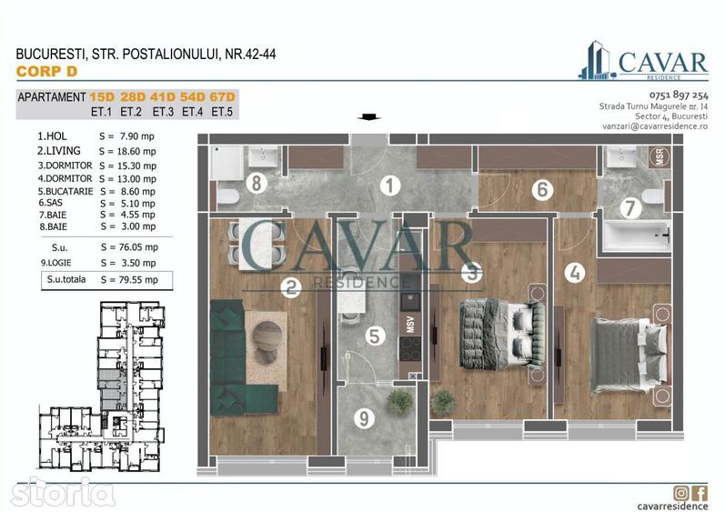 Apartament cu 3 camere în Măgurele