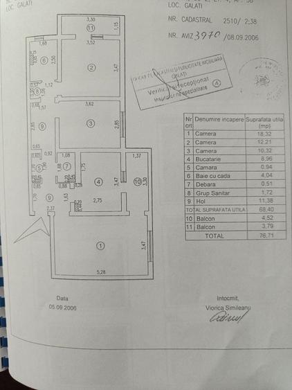 Apartament cu 3 camere decomandat în Central